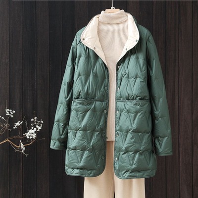 大码羽绒服女轻薄2025新款中老年小个子胖mm冬季200斤两面穿宽松