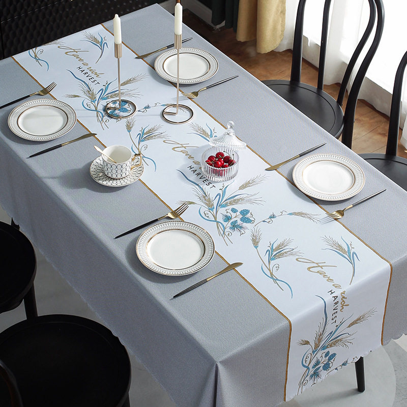 长椭圆形桌布防水防油防烫免洗北欧风ins长方形PVC餐桌垫茶几台布