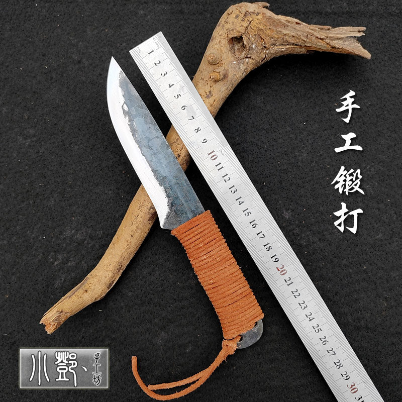 纯手工锻打刀户外小直刀手工刀野外求生锋利户外小刀排障刀雷胖子