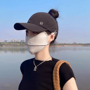 半空顶棒球帽女春夏可扎马尾轻薄速干防晒鸭舌帽可挂口罩显脸小潮