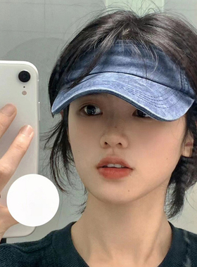 水洗空顶帽子女夏季可扎马尾防