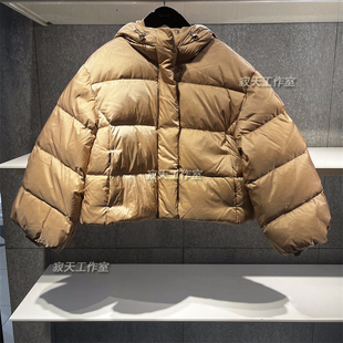 44D525G国内代购CK Jeans25秋冬新款女士90鹅绒灯笼袖连帽羽绒服