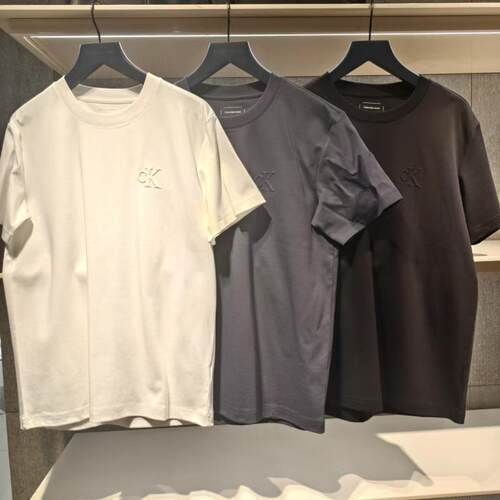J327595国内代购CK Jeans25早春新款男士简约浮雕字母圆领短袖T恤