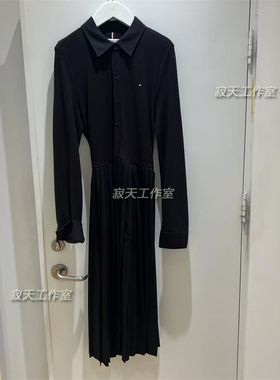 TOMMY专柜正品2025秋冬新款女士气质针织收腰百褶裙连衣裙WW48398