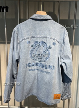 速发Fun潮牌男女翻领牛仔外套加菲猫刺绣夹克24年春新款FGW44102L
