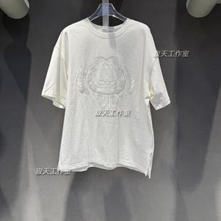 FGT152A6W国内专柜代购 女士加菲猫刺绣纯棉T恤 Fun潮牌25夏季 新款