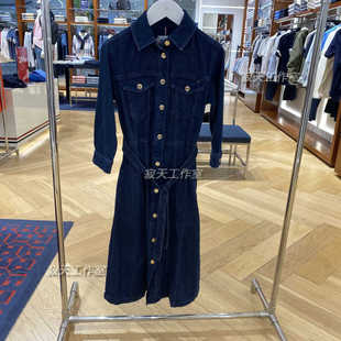 商场同款TOMMY正品24新品秋款女士纯棉排扣牛仔连衣裙WW42017