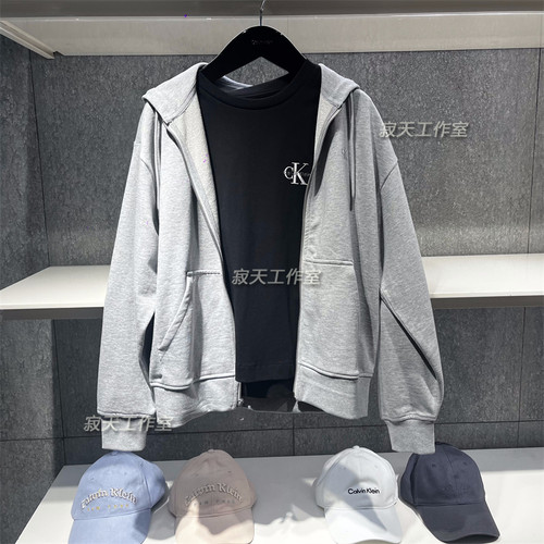 CK Jeans专柜正品 2025秋季新款女士运动风刺绣连帽卫衣 47B237G