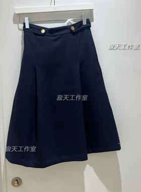 WW48263国内代购Tommy 25秋冬新款女士纽扣装饰缝标伞裙半身裙