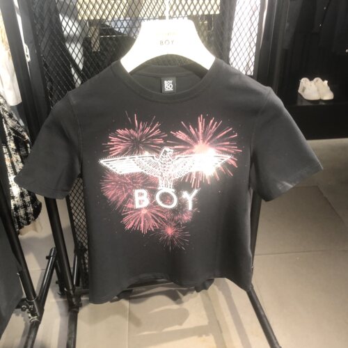 BOY LONDON 26春潮牌女款大鹰标烟花烫钻圆领短袖T恤B261W0100202
