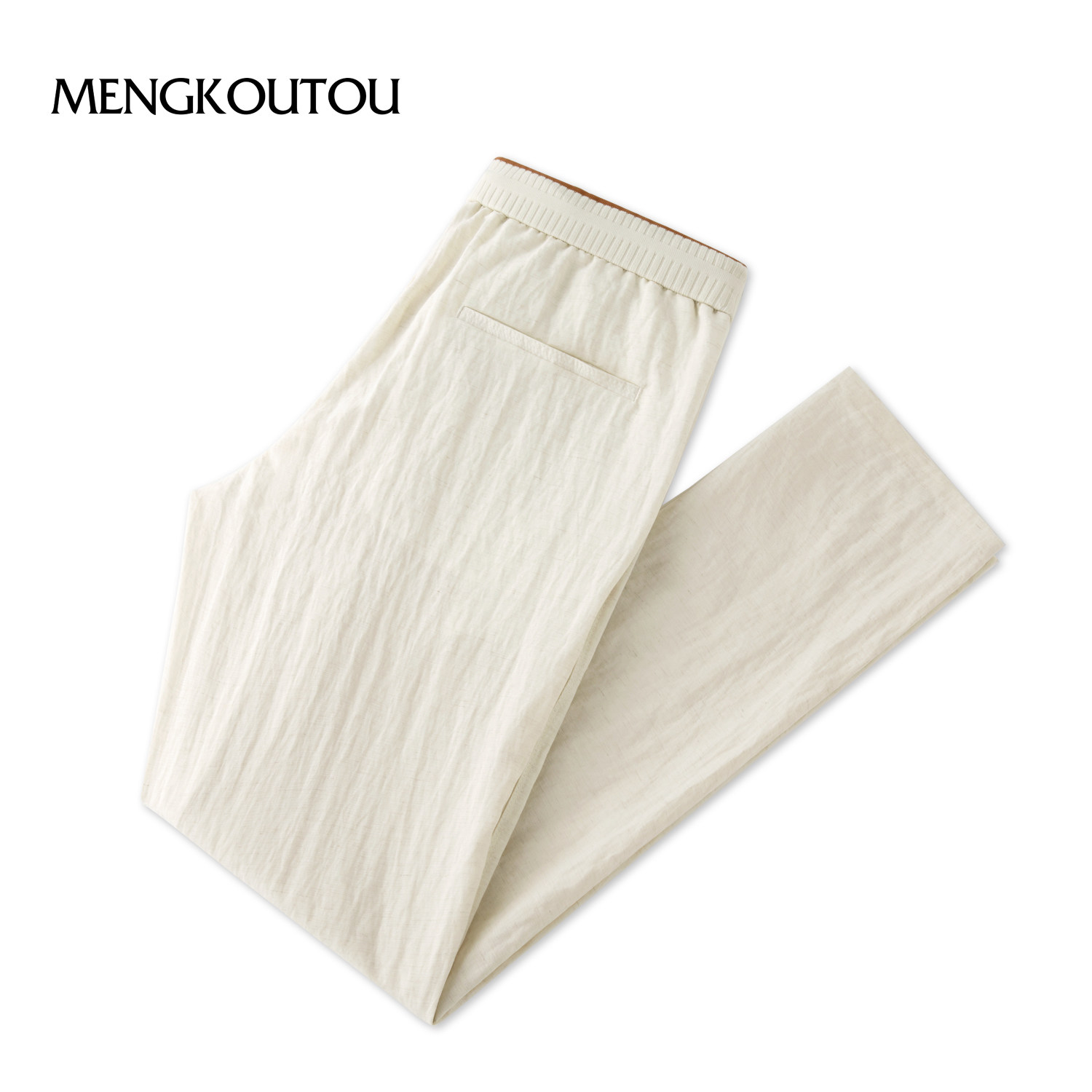 蒙口透男士棉麻休闲裤夏季薄款撞色长裤透气舒适简约百搭时尚潮流