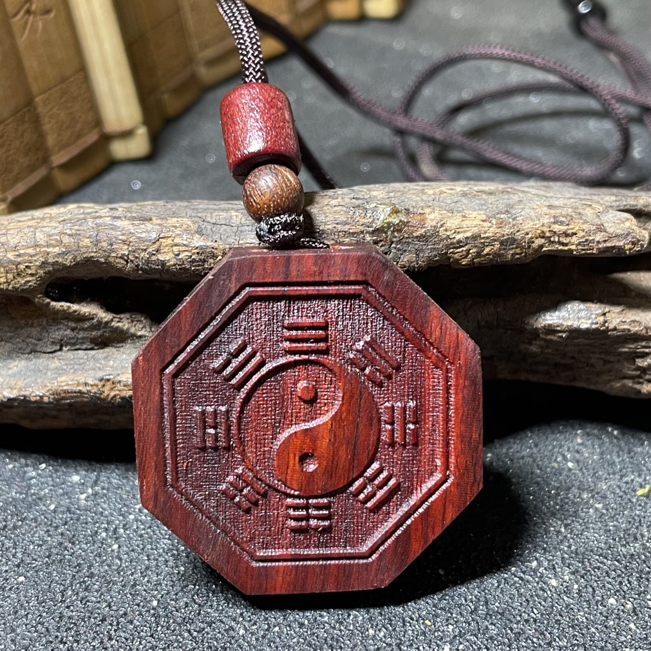 元妙观祝福小叶紫檀太极先天八卦后天八卦吊坠项链平安转运护身符