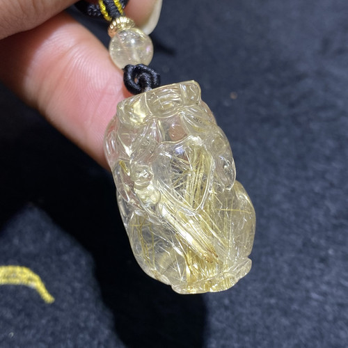 天然金发晶钛晶貔貅吊坠水晶挂件男女款招财 规格:33*20*19毫米