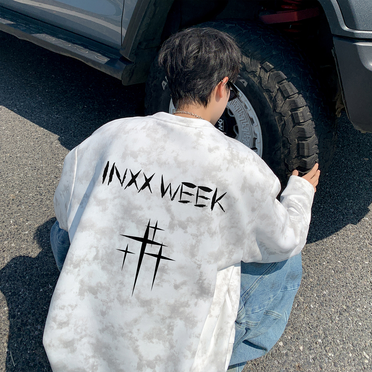 春秋季男士长袖t恤水洗做旧