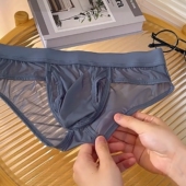 油光布薄款 个性 高叉底裤 男士 侧开口三角内裤 冰丝内裤 性感分离式