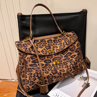 豹纹大包包女2024秋冬季新款欧美大容量单肩腋下包通勤休闲托特包