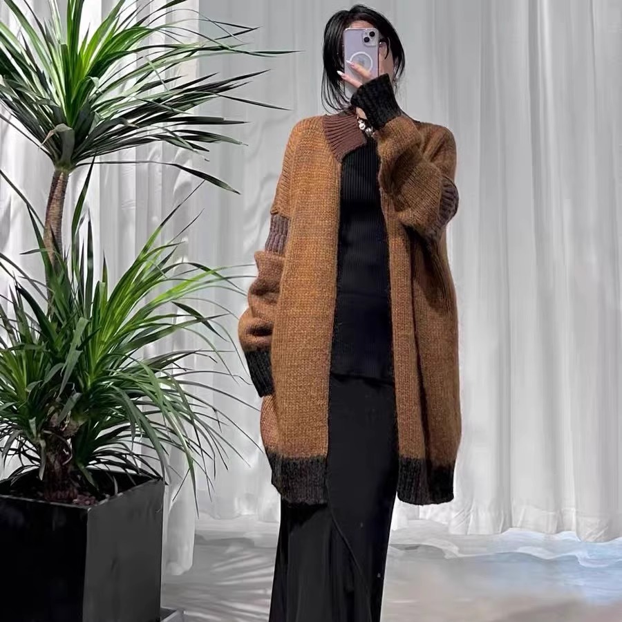 MACQNF正品2024秋冬款时尚高品质马海绒长款针织毛衣外套MQ79233