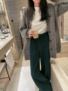 2023秋冬新宽松V领高品质慵懒风马海毛绒外套女MQ89096 MACQNF正品