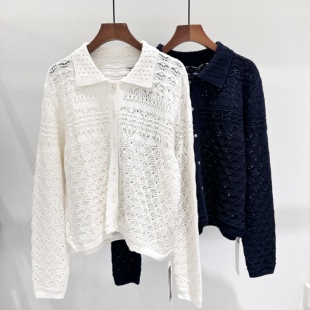 针织镂空开衫 2026春季 长袖 高品质宽松休闲百搭显瘦时尚 女 新款