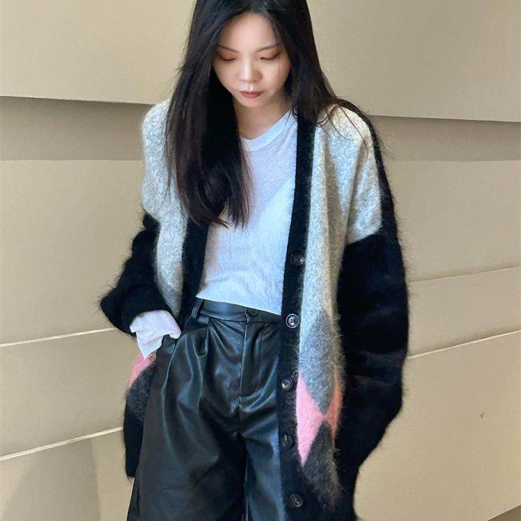 MACQNF正品2024秋冬新高品质宽松时尚慵懒风马海毛针织衫MQ89133