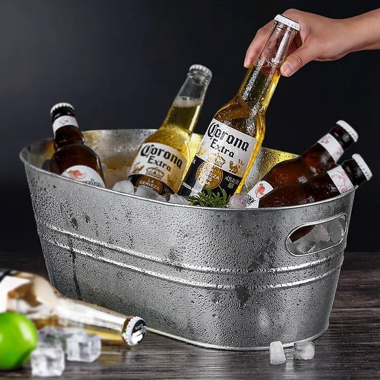铁皮冰桶镀锌椭圆形冰桶家用大容量啤酒桶饮料冷却桶冰镇桶冰酒桶