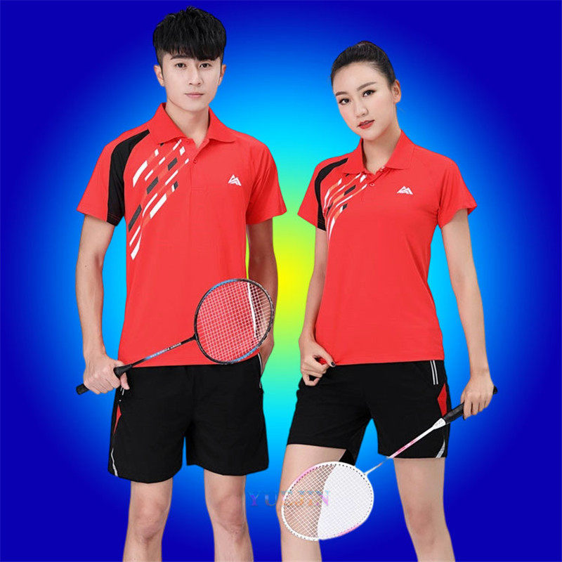 羽毛球服套装男女速干比赛修身显瘦网球情侣t恤上衣短裤乒乓球服