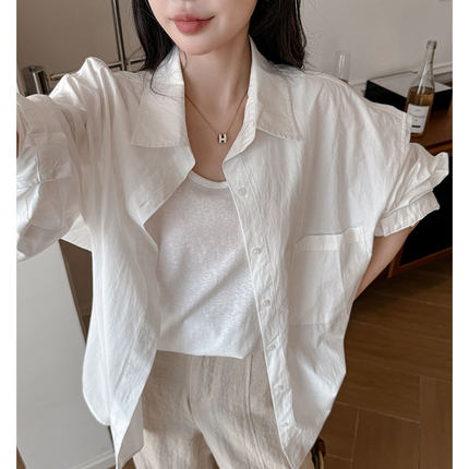 法式白色长袖衬衫外套女春夏外搭开衫纯棉衬衣设计感小众防晒上衣