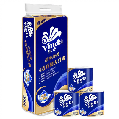 蓝色经典用家用4层维达有芯卷纸