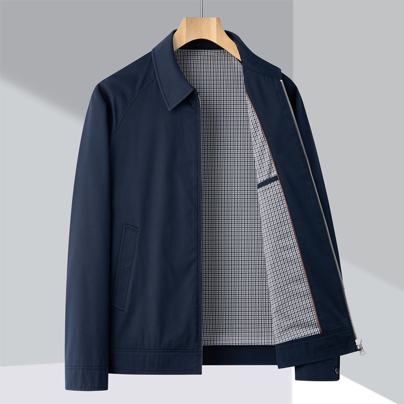 哥宾尼2026春装翻领商务行政夹克男士休闲中年爸爸装轻薄透气外套