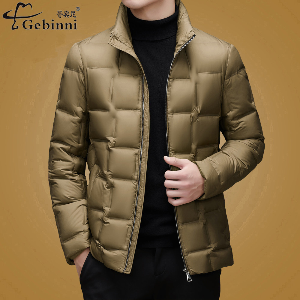 高端立领白鸭绒轻薄羽绒服男短款冬季新款保暖商务休闲简约外套潮