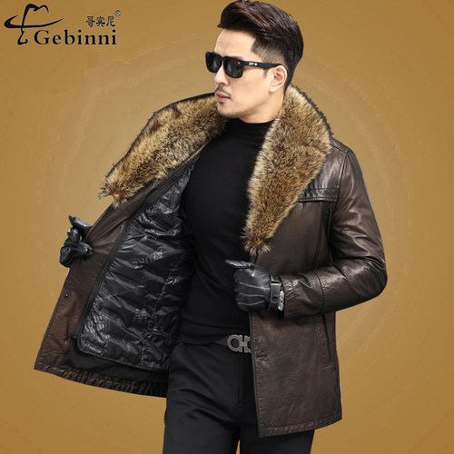 海宁油蜡牛皮皮衣羽绒内胆大衣