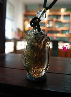 精品纯天然发晶福瓜吊坠正品天然茶发晶福瓜挂件一物一图假一赔十