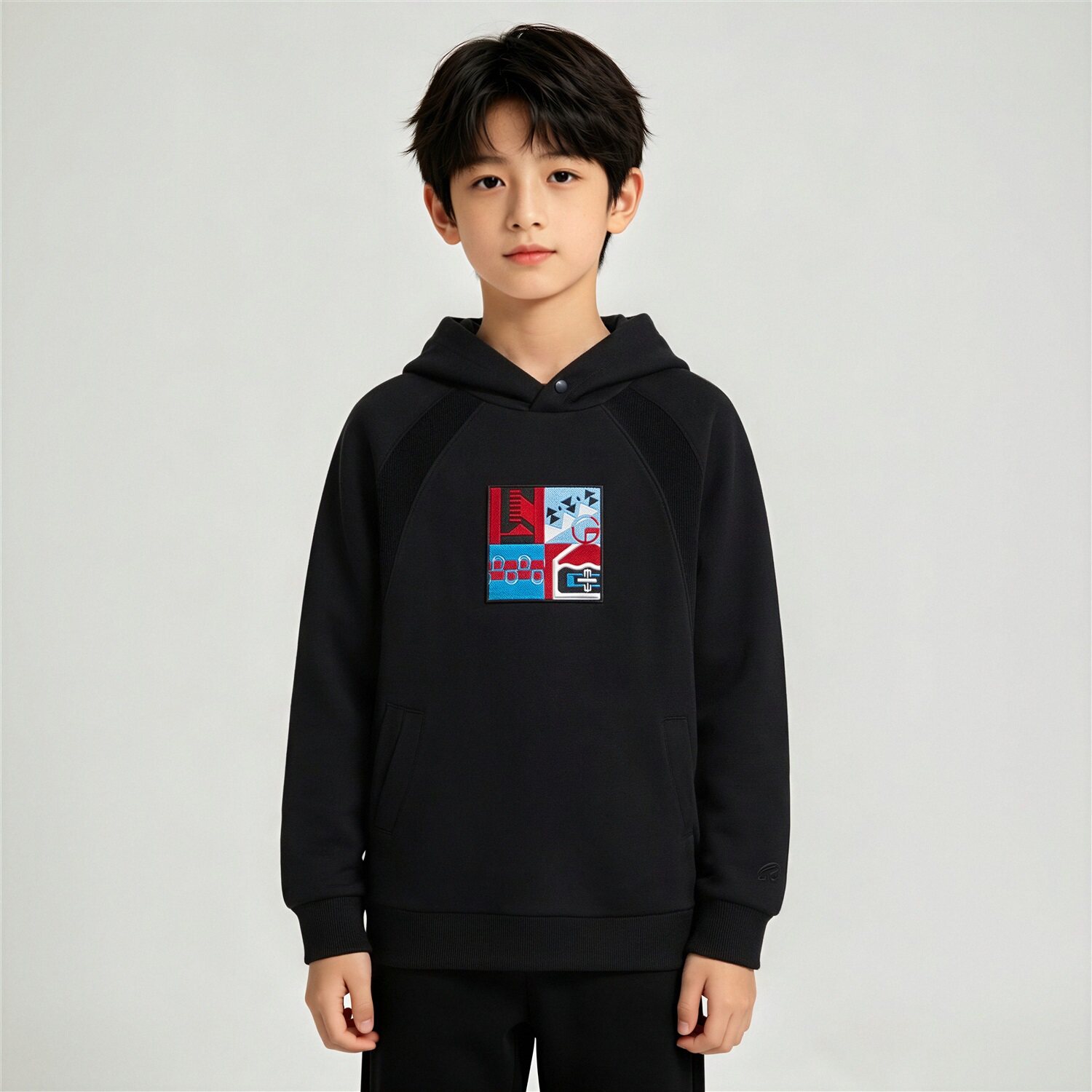 李宁2026春季新款卫衣男女大童保暖宽松套头舒适连帽卫衣YWDW061