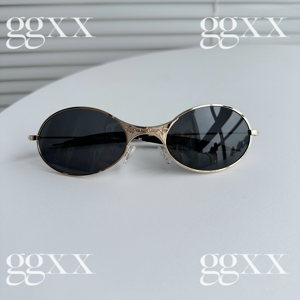 thumbnail for Retro oval small frame metal fashionable sunglasses concave shape y2k photo ins same sunglasses for men and women