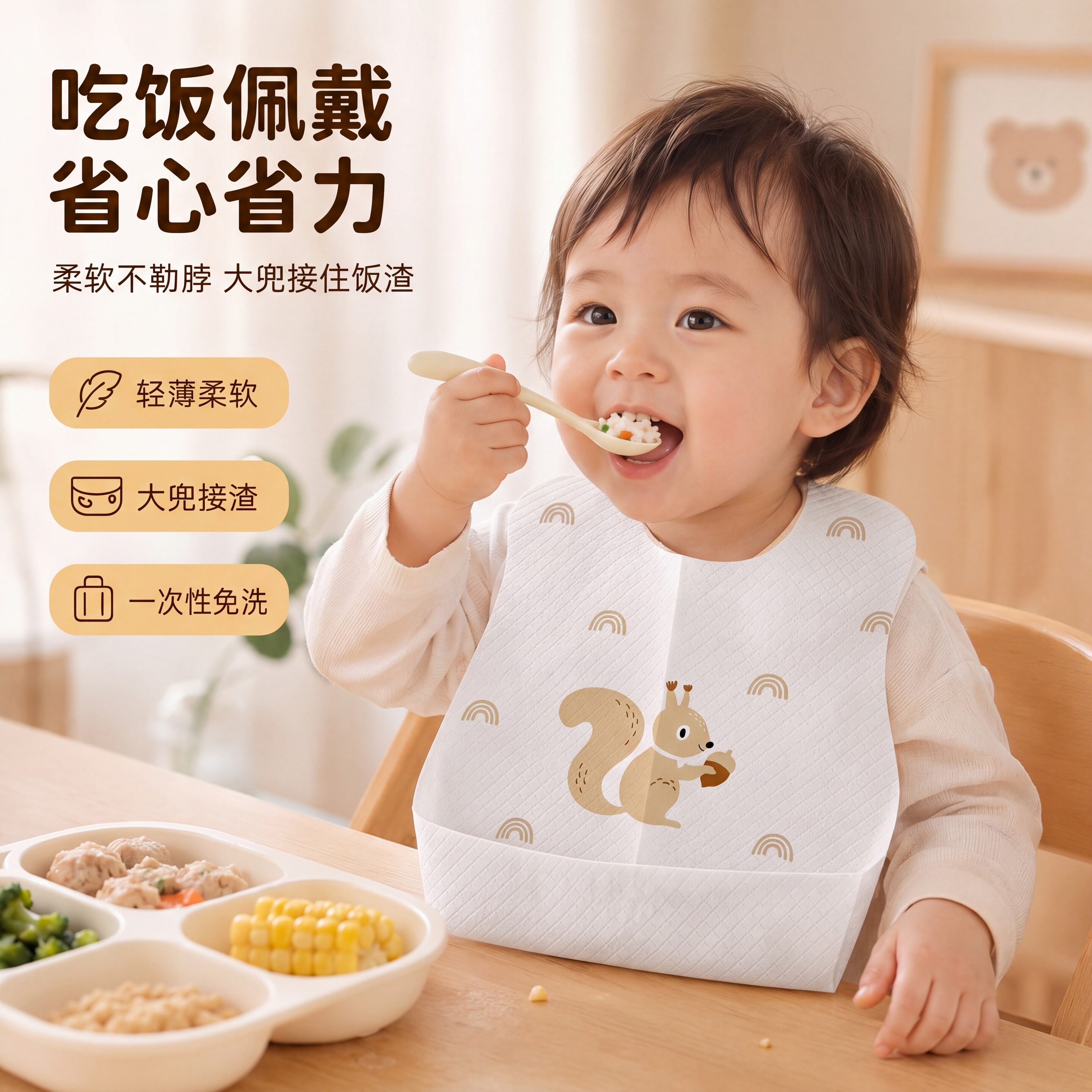 宝宝一次性防水免洗喂饭兜