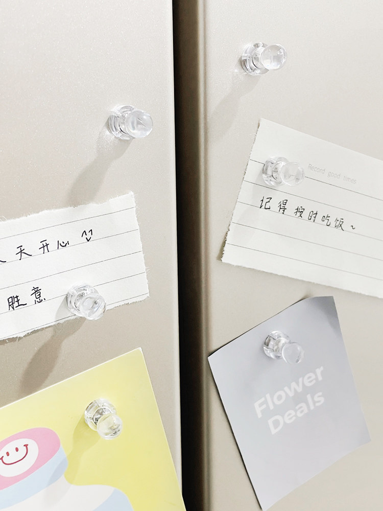 냉장고 자석 자기 코어 손톱 작은 투명 자기 손톱 자기 메시지 스티커 흡입 스티커 사진 자석 장식 간단한 푸시 핀