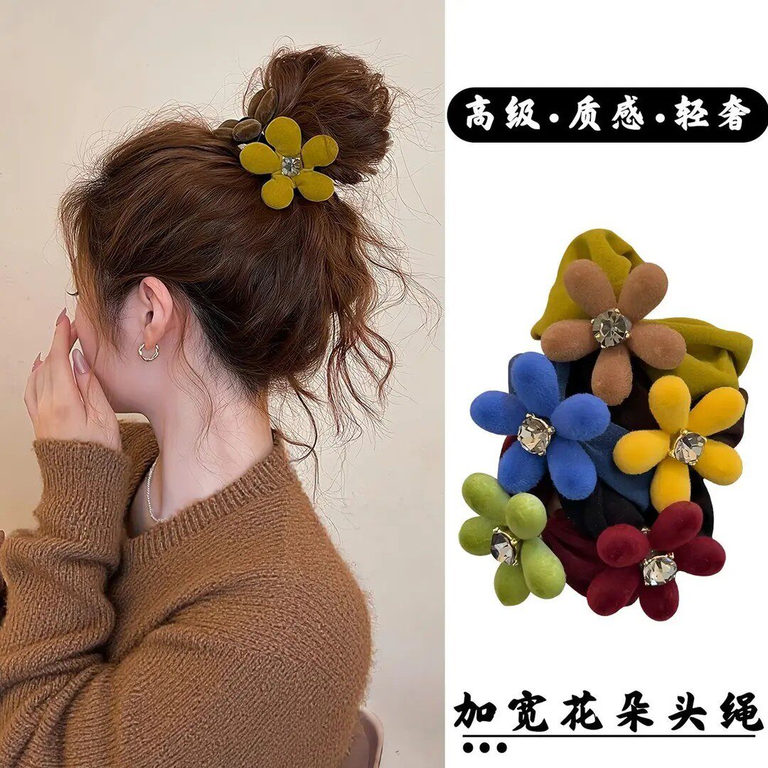 韩国东大门发圈新款秋冬植绒花朵
