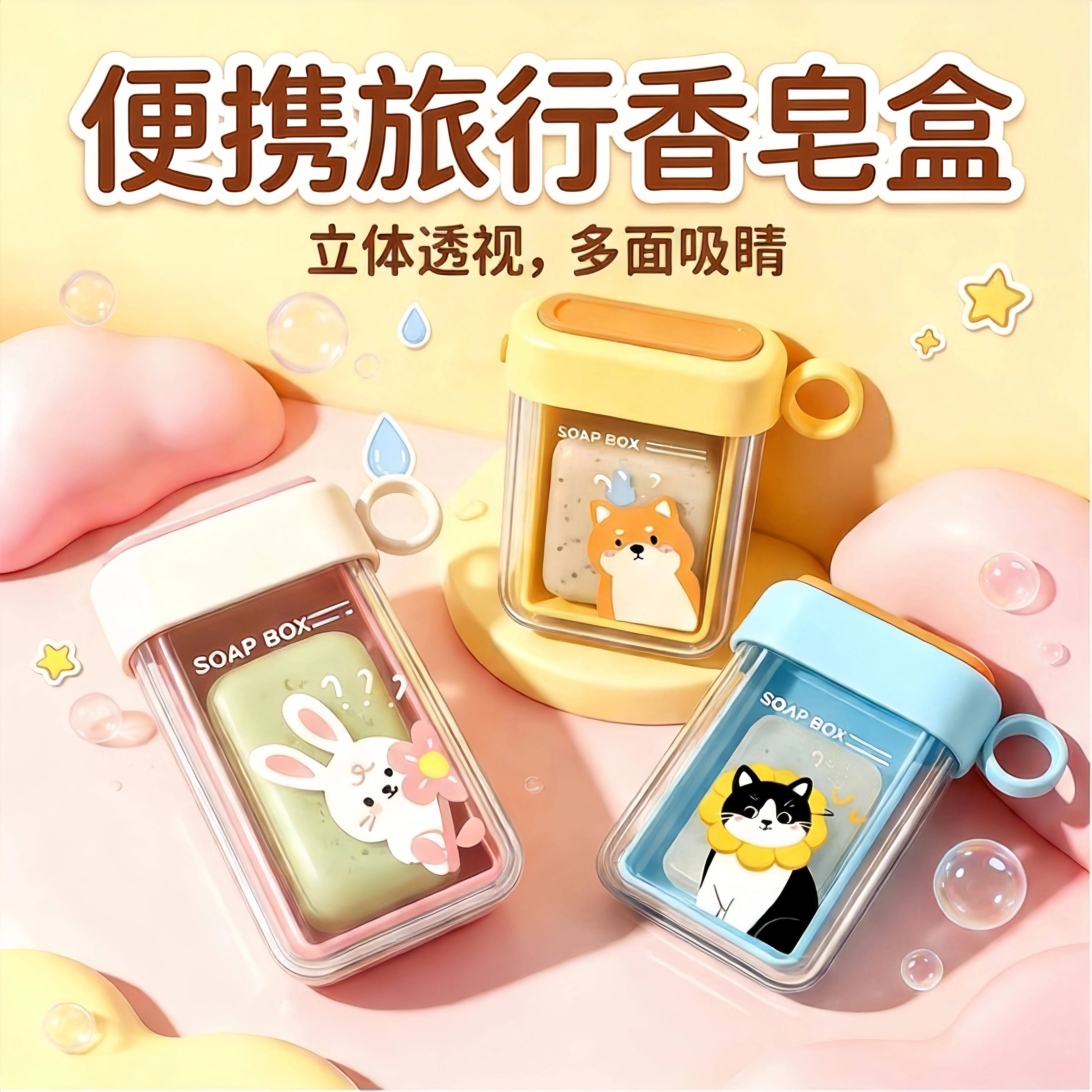 旅行香皂盒便携式肥皂盒密封带盖沥水出差旅游酒店洗衣皂收纳盒