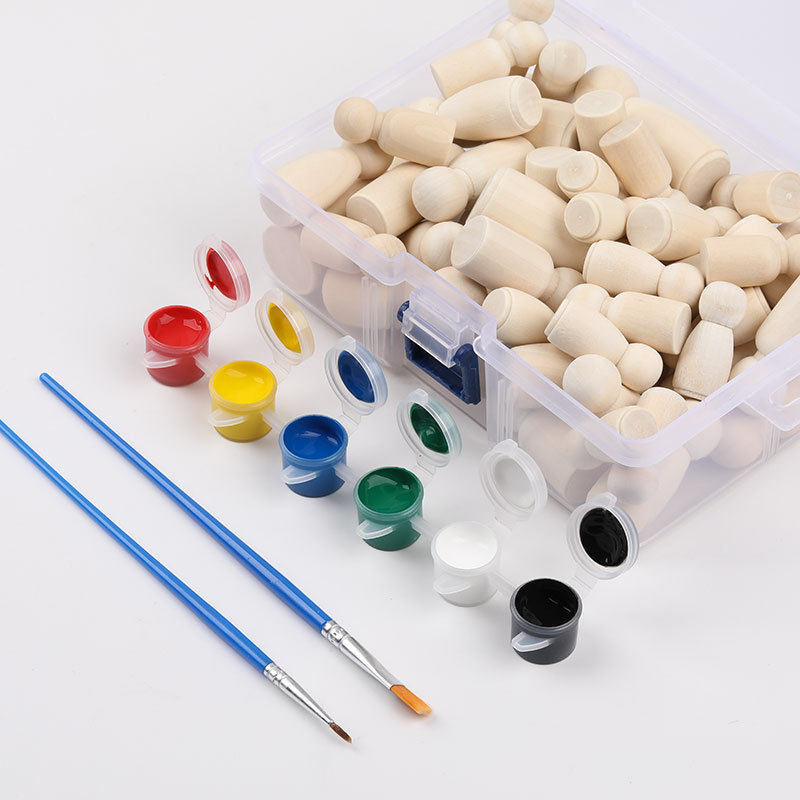 PUPPET CREATIVE GRAFFITI TOYS CHILDRENS DIY PAINTED WOODEN DOLLS BOXED WOOD COLOR FUN ORNAMENTS