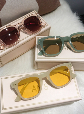 韩版墨镜女黄色多巴胺可爱绿茶色