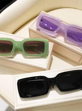 长方形韩版潮流太阳镜男女绿色