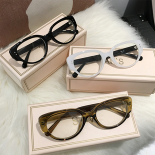 素颜猫眼眼镜近视可配度数女显脸小方圆脸高级感防蓝光镜框遮颧骨