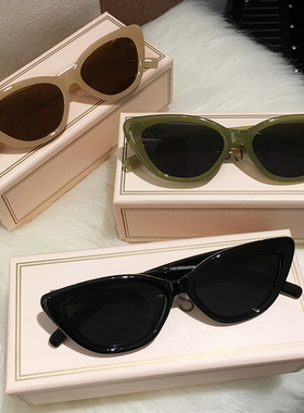 韩版复古猫眼绿色墨镜女辣妹百搭