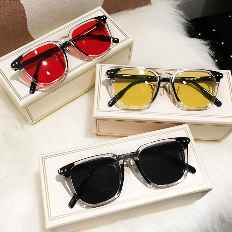 韩国潮牌男士墨镜黄红色眼镜高级感痞帅夏防晒开车个性潮流太阳镜