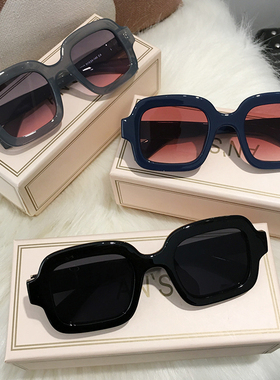 欧美风ins大框墨镜蓝绿色大脸显瘦显脸小防紫外线旅游度假太阳镜