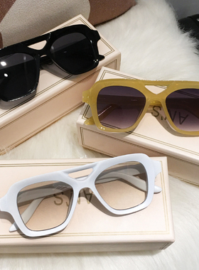 多巴胺墨镜女显脸小白色大框
