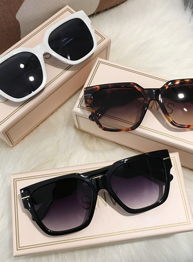 防紫外线墨镜男方形大框白色豹纹痞帅潮流太阳镜女情侣防晒显脸小