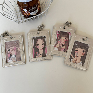 原创银色星星pu皮质小卡卡套ins风追星校园卡饭卡钥匙扣书包挂件