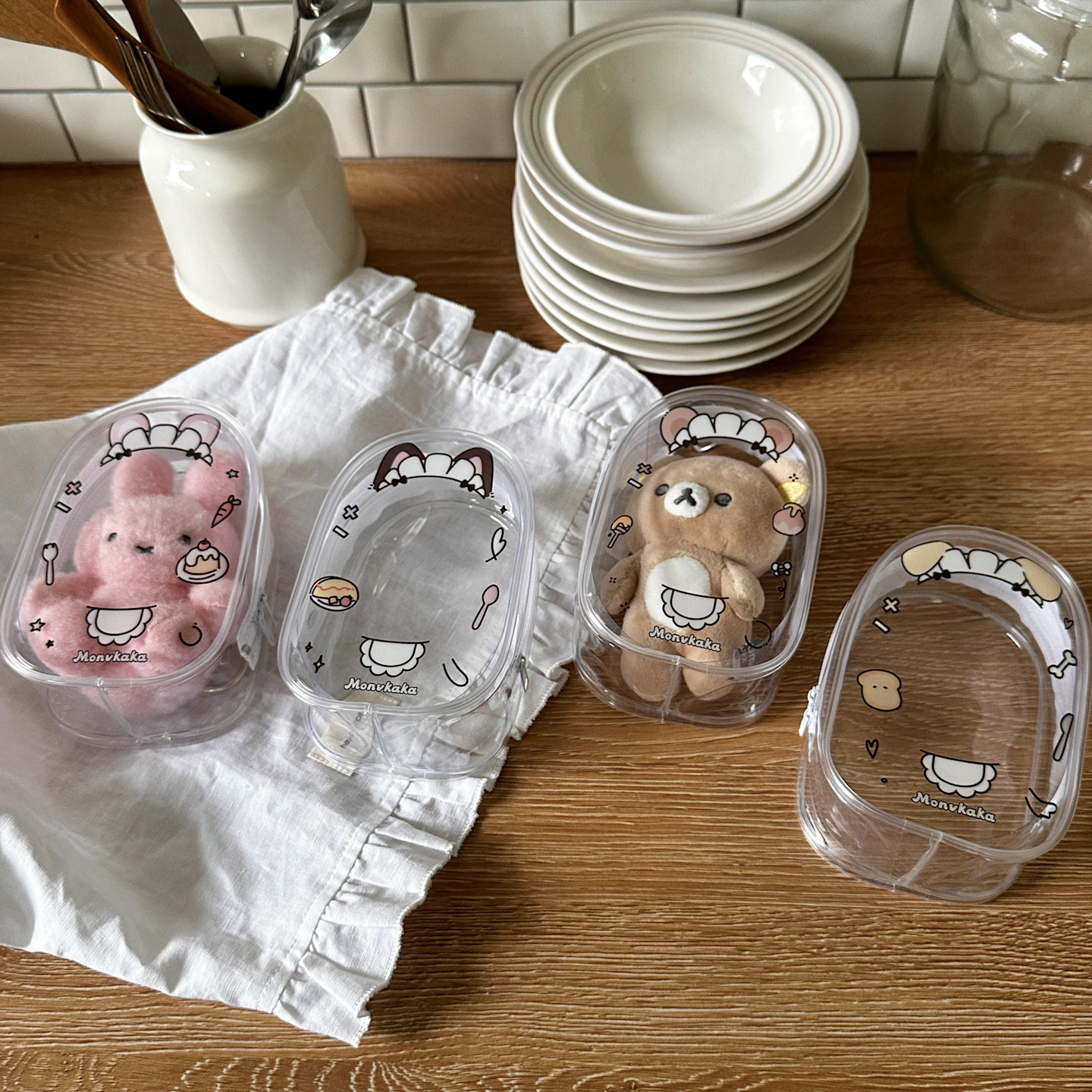 少女玩心动物透明pvc娃包