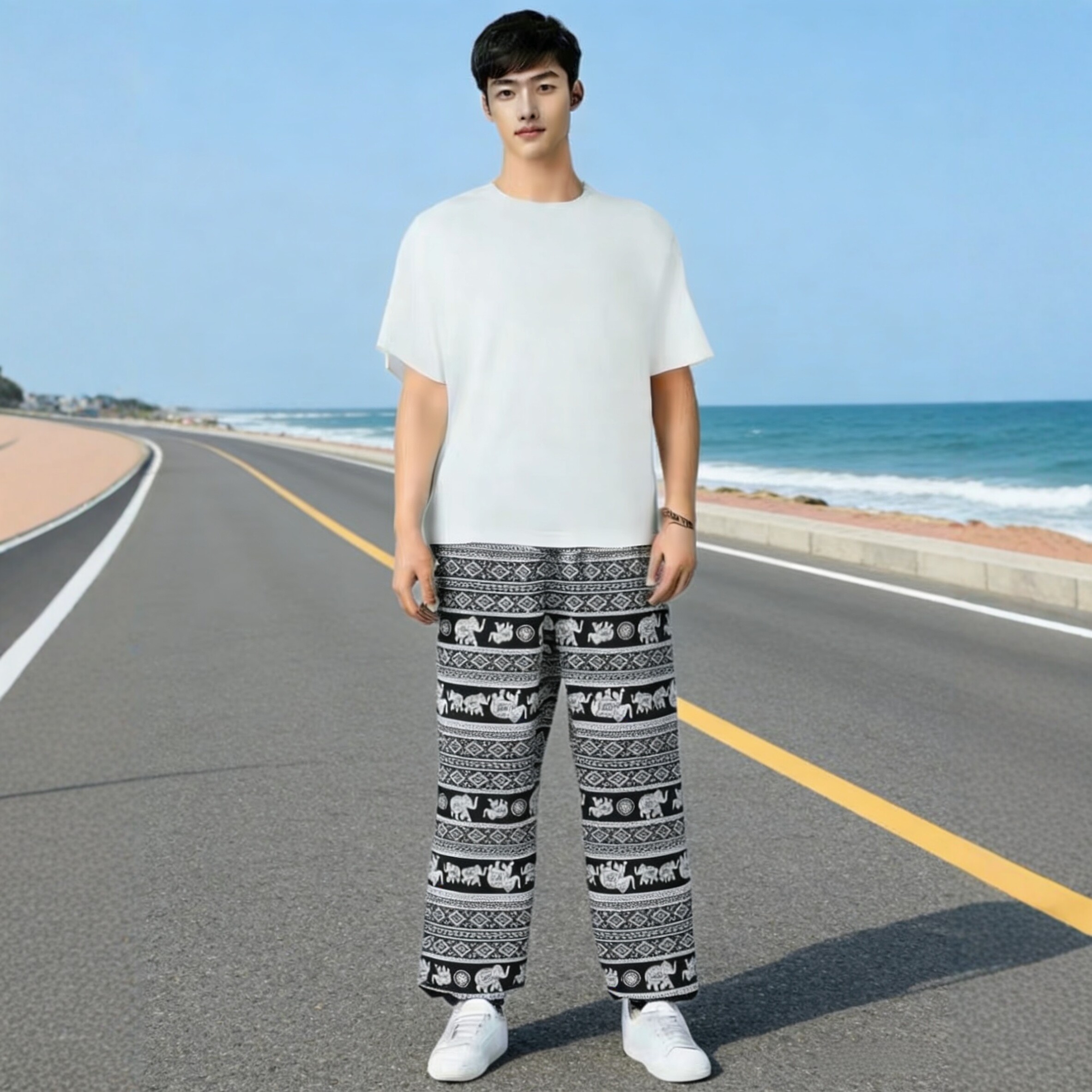 泰国大象裤子女纯棉沙滩裤波西米亚防蚊长裤泰式阔腿裤男夏季大码